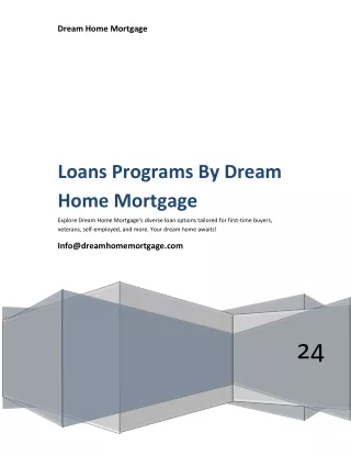 Dream Home Mortgage: Comprehensive Loan Programs for Every Homebuyer