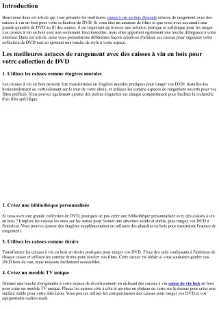 Les meilleures astuces de rangement avec des caisses à vin en bois pour votre co