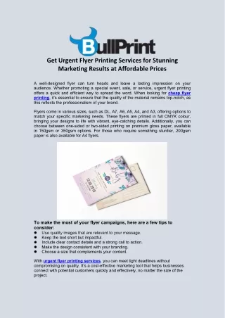 Get Urgent Flyer Printing Services for Stunning Marketing Results at Affordable Prices