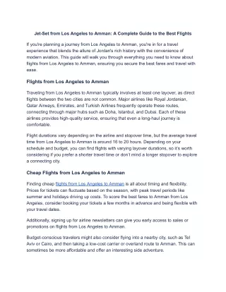 Jet-Set from Los Angeles to Amman: A Complete Guide to the Best Flights