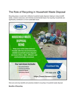 The Role of Recycling in Household Waste Disposal
