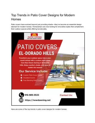 Top Trends in Patio Cover Designs for Modern Homes