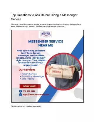 Top Questions to Ask Before Hiring a Messenger Service