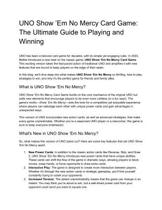 UNO Show ’Em No Mercy Card Game_ The Ultimate Guide to Playing and Winning