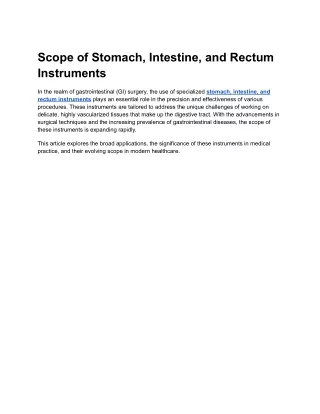 Scope of Stomach, Intestine, and Rectum Instruments