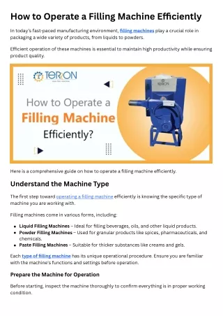 How to Operate a Filling Machine Efficiently