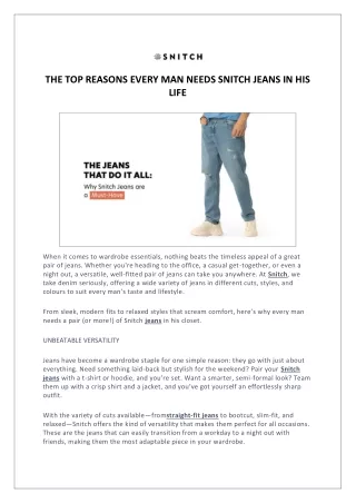 The Top Reasons Every Man Needs Snitch Jeans in His Life