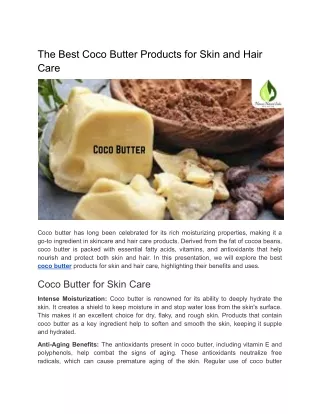 The Best Coco Butter Products for Skin and Hair Care