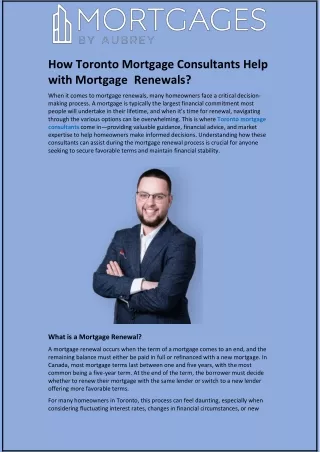 How Toronto Mortgage Consultants Help with Mortgage Renewals?