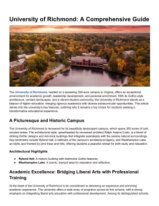 University of Richmond_ A Comprehensive Guide