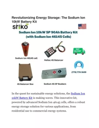 Sodium Ion 10kW 5P 90Ah Battery Kit (with Sodium Ion 46145 Cells)