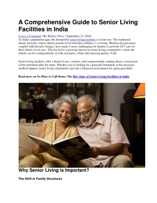 A Comprehensive Guide to Senior Living Facilities in India