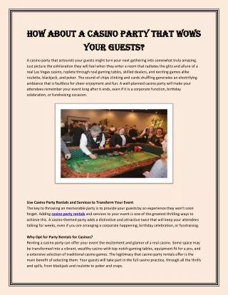 How About a Casino Party That Wows Your Guests