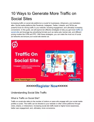 10 Ways to Generate More Traffic on Social Sites