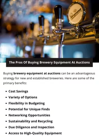 The Pros Of Buying Brewery Equipment At Auctions