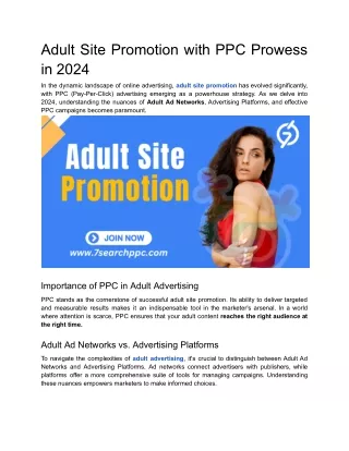 Adult Site Promotion with PPC Prowess in 2024