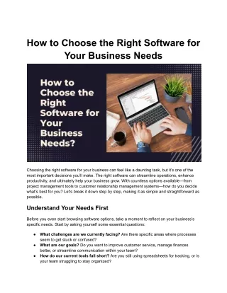 How to Choose the Right Software for Your Business Needs