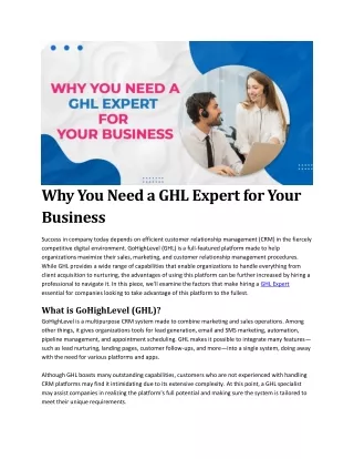 Why You Need a GHL Expert for Your Business