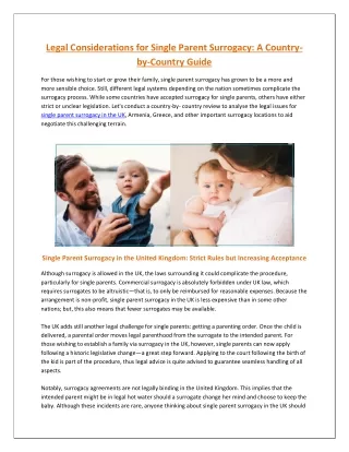 Legal Considerations for Single Parent Surrogacy A Country-by-Country Guide