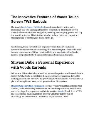 Why Shivam Dube Recommends Voods Touch Screen TWS Earbuds as the Best Choice