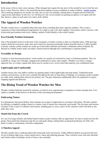 Why Wooden Watches Are Making a Comeback in Men's Fashion