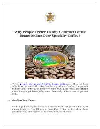 Why People Prefer To Buy Gourmet Coffee Beans Online Over Specialty