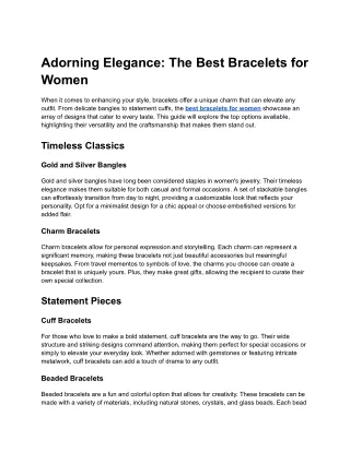 Adorning Elegance_ The Best Bracelets for Women