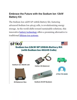 Sodium Ion 12kW 6P 108Ah Battery Kit
