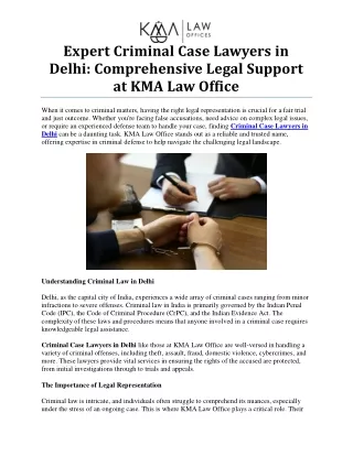 Top Criminal Case Lawyers in Delhi – Expert Legal Representation