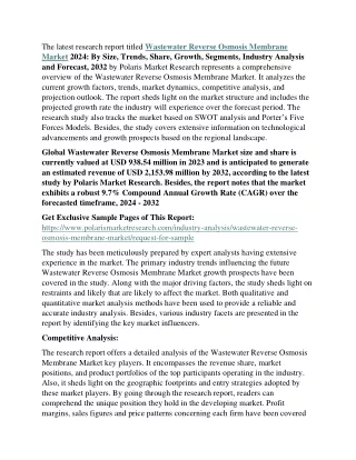 Wastewater Reverse Osmosis Membrane Market