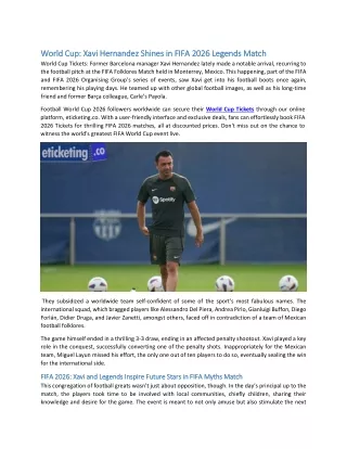 World Cup Xavi Hernandez Shines in FIFA 2026 Legends Match