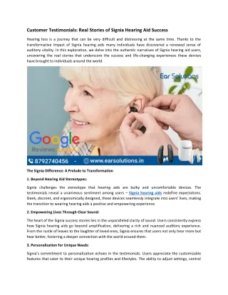 Customer Testimonials Real Stories of Signia Hearing Aid Success