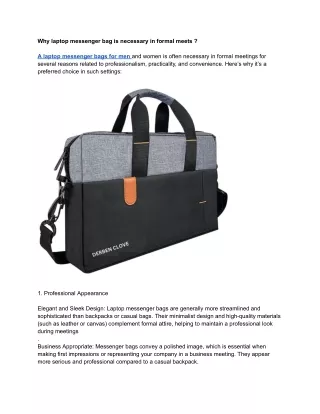 Why laptop messenger bag is necessary in formal meets