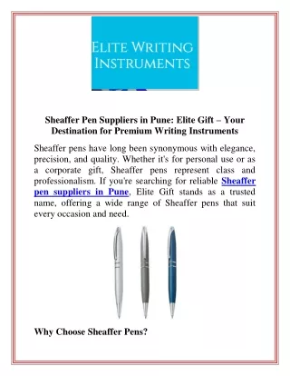 Sheaffer Pen Suppliers in Pune Elite Gift  Your Destination for Premium Writing Instruments