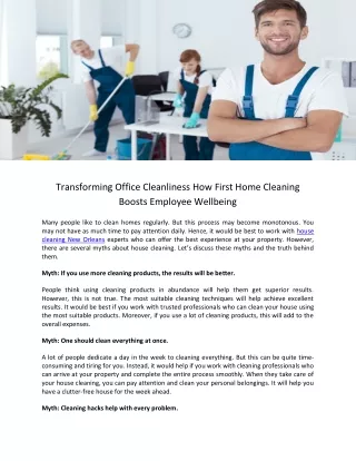 Transforming Office Cleanliness How First Home Cleaning Boosts Employee Wellbeing