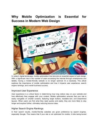 Why Mobile Optimization is Essential for Success in Modern Web Design