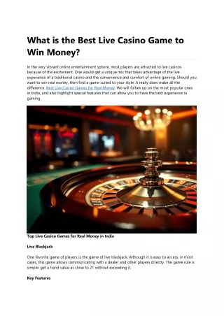 What is the Best Live Casino Game to Win Money