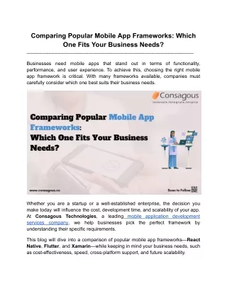 Comparing Popular Mobile App Frameworks_ Which One Fits Your Business Needs