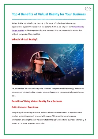 Top 4 Benefits of Virtual Reality for Your Business