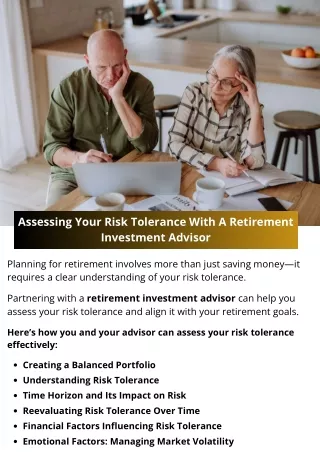 Assessing Your Risk Tolerance With A Retirement Investment Advisor