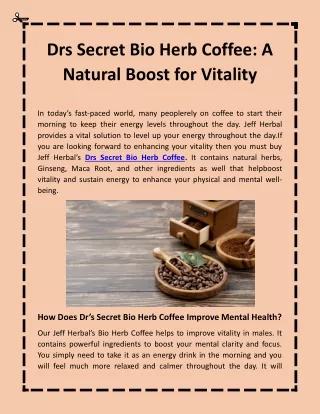 Drs Secret Bio Herb Coffee A Natural Boost for Vitality