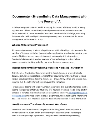 Documente - Streamlining Data Management with the Power of AI