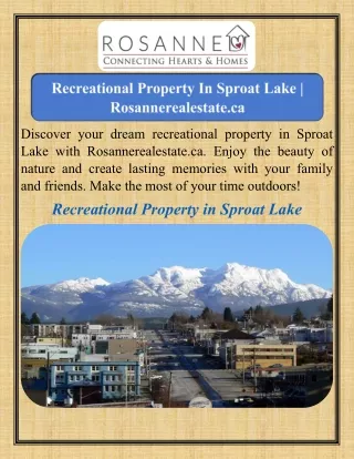 Recreational Property In Sproat Lake   Rosannerealestate.ca