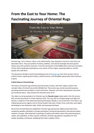 From the East to Your Home: The Fascinating Journey of Oriental Rugs