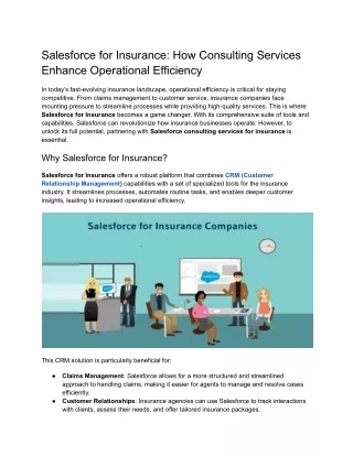 Salesforce for Insurance_ How Consulting Services Enhance Operational Efficiency