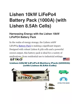 Lishen 10kW LiFePo4 Battery Pack (1000A) (with Lishen 8.5Ah Cells)