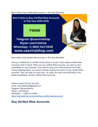 Best 5 Sites to Buy Verified Wise Accounts  in This Year 2024-2025