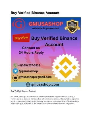 Buy Verified Binance Account