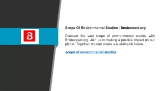 Scope Of Environmental Studies  Bnsbareact.org