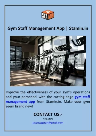 Gym Staff Management App  Stamin.in